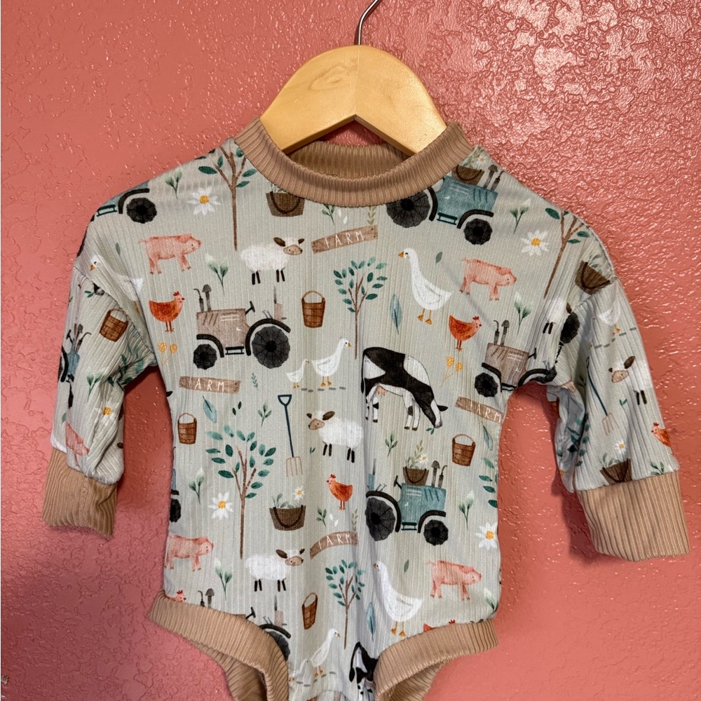 Farm Animal Print baby romper